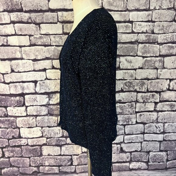 Connected Apparel Black & Blue Cardigan W/ Attached Tank Size L - Picture 4 of 8